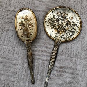 Vintage antique hair brush & mirror set